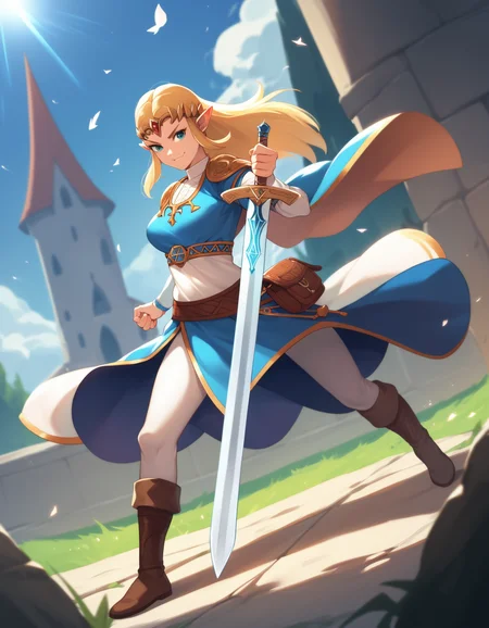 score_9, score_8_up, score_7_up, score_6_up, score_5_up, score_4_up, source_anime,
1girl, solo, princess zelda, sword, smirk, stance, castle