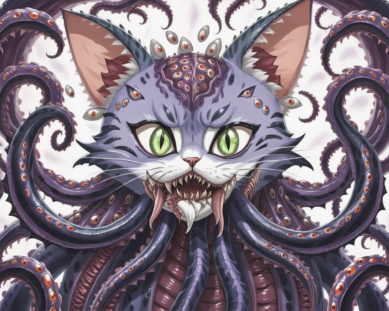 1girl,solo,female focus,portrait of a fleshmutant cat girl covered in eyes,eldritch abomination,kemono friends,<lora:Cyberfleshmutant-000002:0.75>