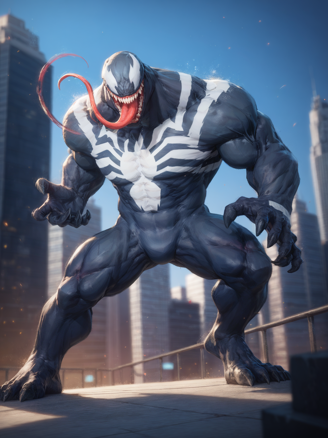 core_9_up,score_8_up,score_7_up,
detailed,epic,depth of field,perfect lighting,light particles,<lora:add-detail-xl:3>,<lora:Venom-000010:0.8>,venom \\(marvel\\),solo,1boy,MarvelRivals,monster,monster boy,another,(tall:1.2),plump,glamor,fighting_stance,city,roof,panorama,looking_at_viewer,close-up,