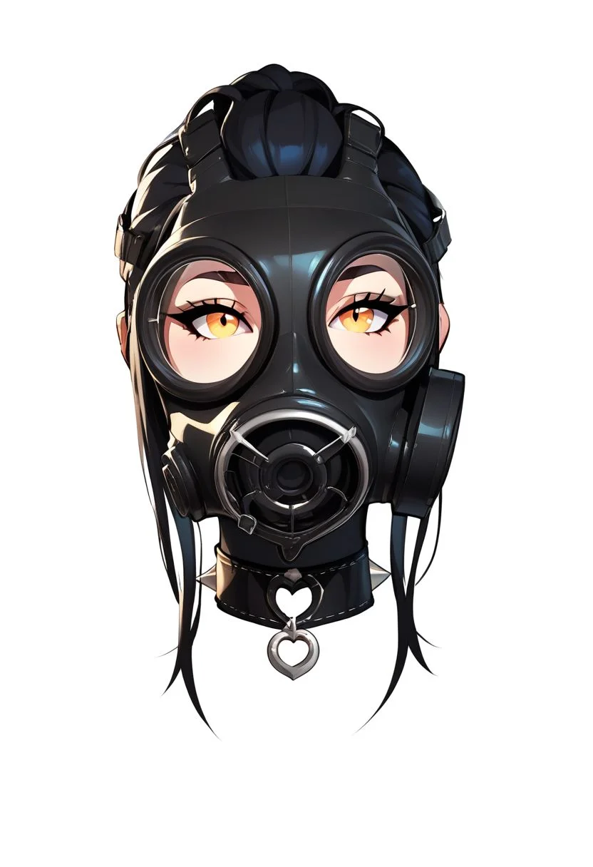 score_9, score_8_up, score_7_up, score_6_up, score_5_up, score_4_up, BREAK,
1girl, gasmask,, black hair, choker, close up, face portrait, bright colors, high contrast, white background, vivid lighting