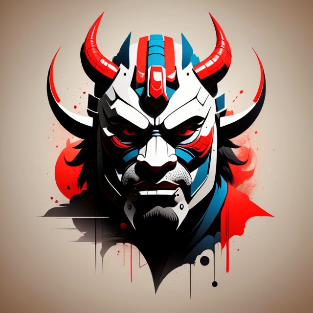 tshirtdesign, a vector art image of a detailed oni samurai mask, intricate, (simple background:1.4), motion blur, <lora:T-shirt_Design_v1a-10:1>