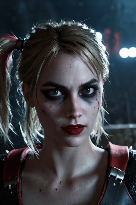 <lora:Ellie_last_of_us_ll_101:0.75> ellie101 cinematic photo Close-up Harley Quinn , angry expression, dirty face, finely detailed eyes, moody, Viking clothes, epic scene, epic composition, Photography, Cinematic Lighting, Volumetric Lighting, ethereal light, intricate details, extremely detailed volumetric rays 35mm photograph, film, bokeh, professional, 4k, highly detailed . Eerie, unsettling, dark, spooky, suspenseful, grim, highly detailed