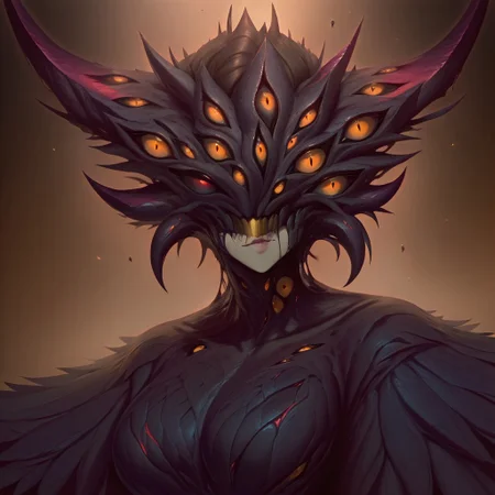 masterpiece, best quality, newest, absurdres, highres, anime, anime style, Extra-Eyes-IL-V1.0, Extra eyes, additional eyes, 1girl, monster, monster girl,