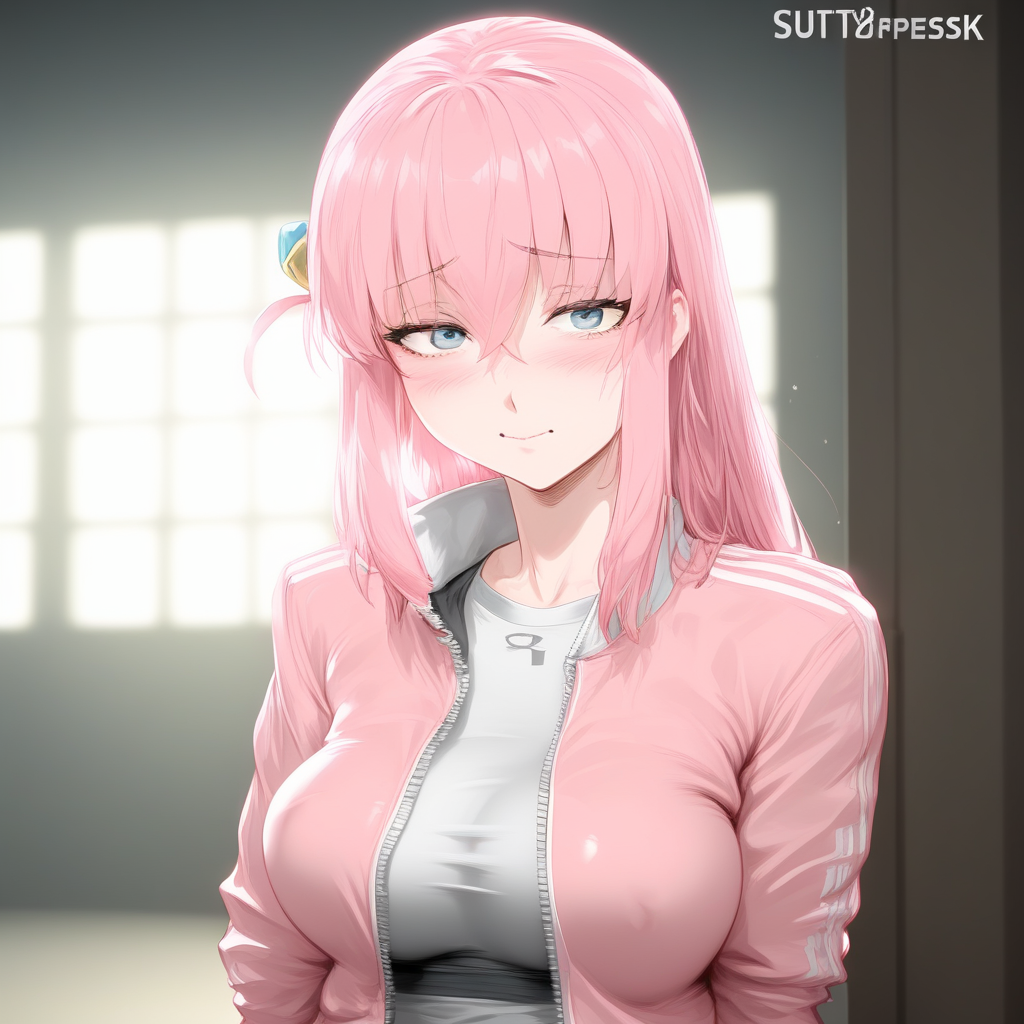 (extremely detailed CG unity 8k wallpaper),eye catching,(masterpiece), (best quality), (ultra-detailed), extremely detailed,(best illustration), an extremely delicate and beautiful ,CG ,unity ,8k wallpaper,solo, smile, masterpiece, best quality, smile, highly detailed,  score_4_up, score_anime, score_realstic, gotou1, gotou hitori, solo, skirt, pink jacket, track jacket, bangs, hair between eyes, long sleeves, medium breasts