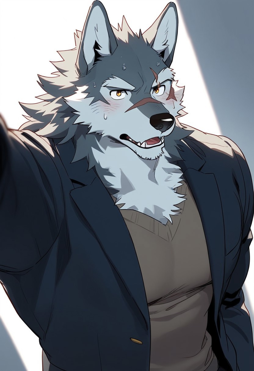 wolf, animal ears, furry, male, bara
