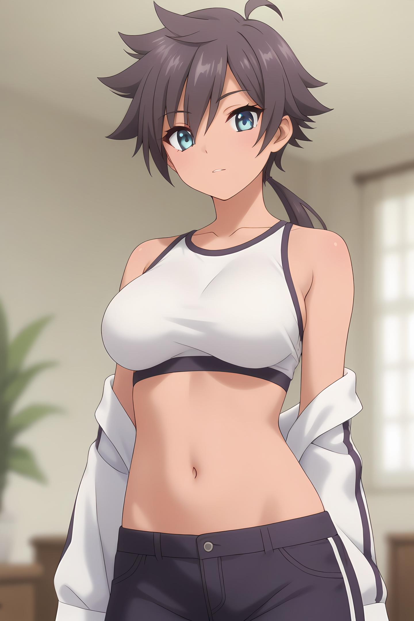 (living room:1.40), ys-mikogami, spiked hair, colored tips, short hair, low ponytail, tan,
1girl, solo, skinny, score_9, score_8_up, score_8, score_7_up, score_7, score_6_up, score_6, score_5_up, score_5, source_anime,
(horny:1.10),
,
(0.2:close-up depth of field:1.70), ,
<lora:ys-mikogami-V01-000004:0.70>, (large breasts)