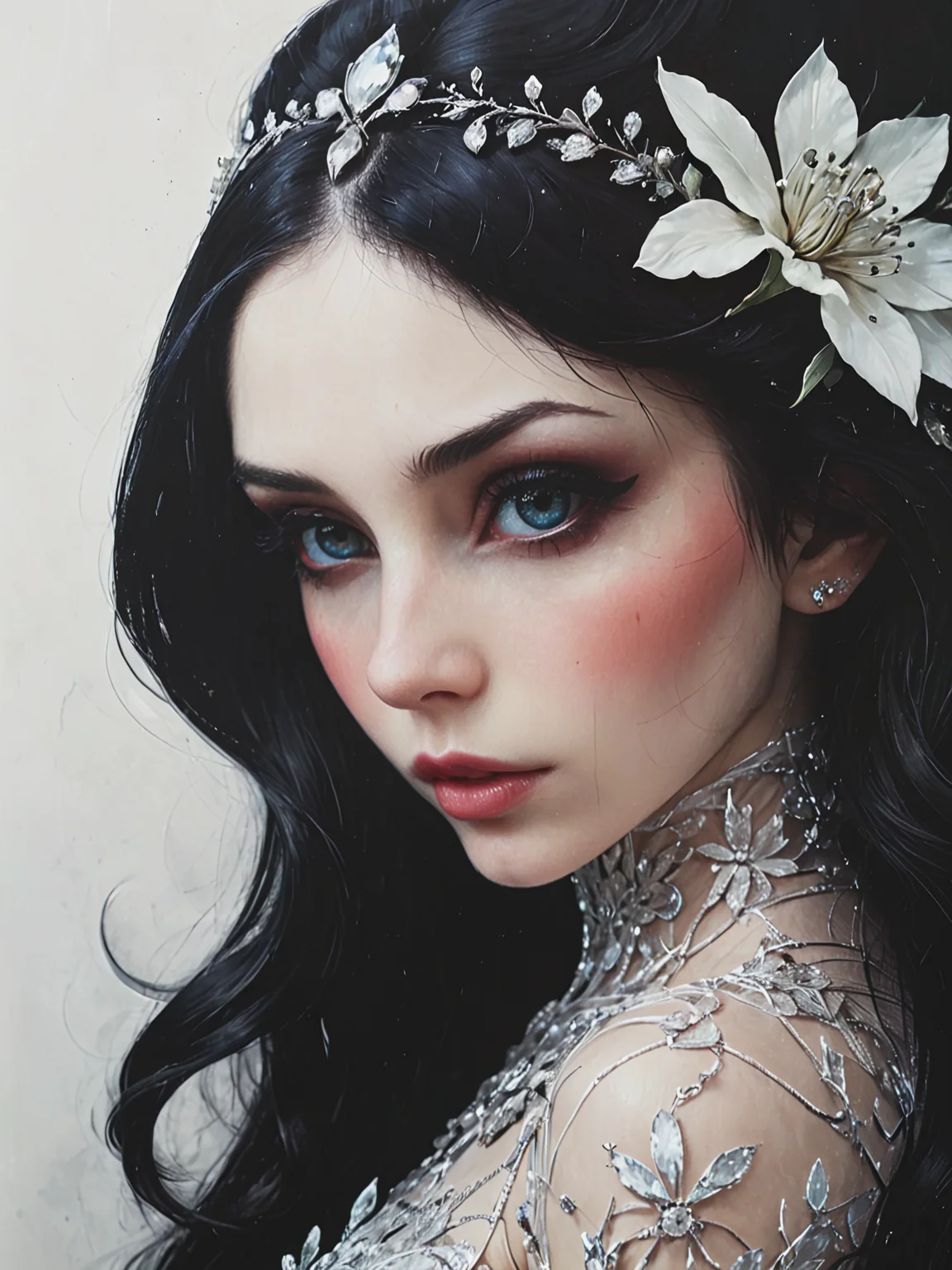 close-up photo of by Bella Kotak, by Darwyn Cooke, (by Nathan Coley, (by David A. Hardy, glorious)), lustrous, reverie, regal,   <lora:Desolation:0.65>. Detailed, intimate, clear, personal