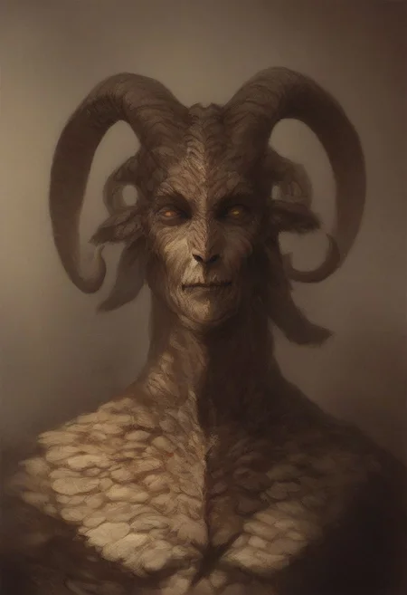 goat, score_9, score_8_up, score_7_up, score_6_up, realism, realistic, Visitor no eyes gouged, Flesh serpent with appendages, exposed eyes and brain