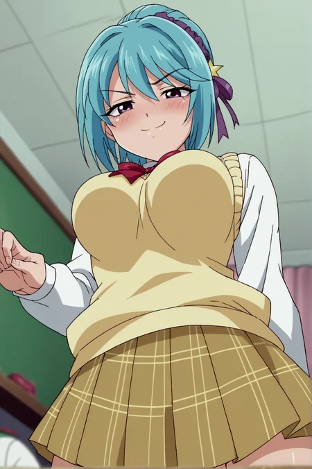 score_9, score_8_up, score_7_up,anime_source, source_anime, best background, detailed background, anime screencap, kurumu kurono, Student Uniform, naughty face, horny, smug, blush, indoors, from below, <lora:JN_Kurumu_Kurono:0.8>