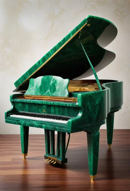 made from jade and obsidian, jade, obsidian,score_9, score_8_up, score_7_up, expensive looking, grand piano, stool