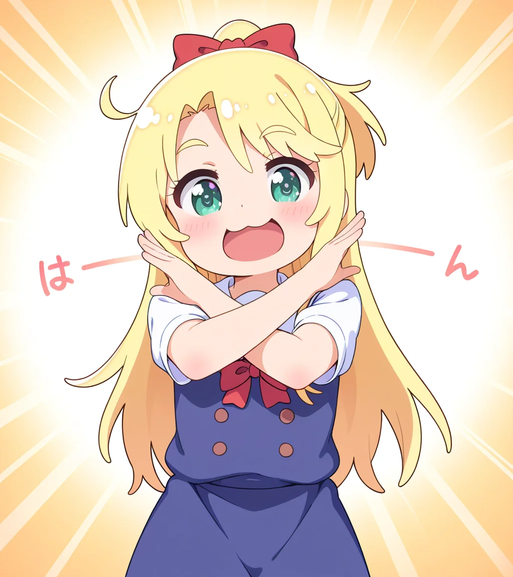 himesaka noa,
watashi ni tenshi ga maiorita!,
arms up,ok,circle arms,hands on head,
masterpiece, best quality,bar censor,