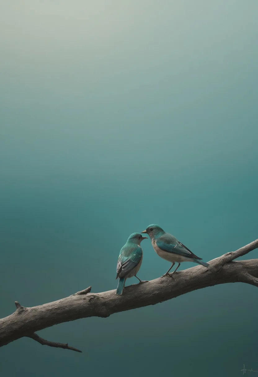 STRIKING DETAILS.
In this serene and surreal scene, the subject takes center stage, their features captured in stunning detail against a backdrop of teal-colored hues. Their natural skin tone radiates warmth and tranquility, contrasting beautifully with the cool tones of the environment. The focus is tight, drawing the viewer's attention to the subject's silhouette in profile, creating a sense of intimacy and depth. Above, small birds dance gracefully against the darkened sky, their movements adding to the surreal calm of the scene. This juxtaposition serves as a powerful visual metaphor, symbolizing the delicate balance between the ethereal and the earthly realms.