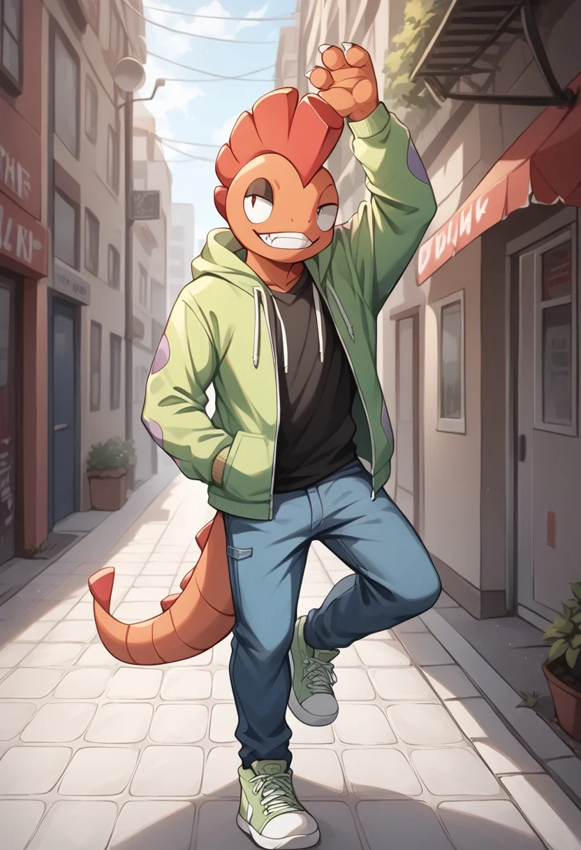 porn, BREAK, <lora:Scrafty:1> pokemon(creature), anthro scrafty , male, yellow, hoodie, break dancing, alley, zPDXLrl, <lora:Pony_QualityV4.0:1.12>, zPDXL2, zPDXLxxx