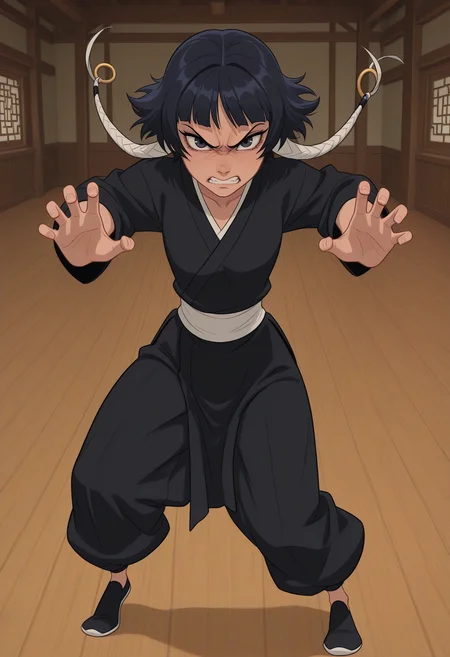 Disney_Il5.0, 1girl, (sui feng), standing in front of japanese dojo, looking fierce angry towards viewer, masterpiece, intricate detail, detailed hands, detailed eyes, full body, (japanese dojo),
, best quality, ultra-detailed, highest quality, official art, latest, very awa, very aesthetic, detailed shading, (detailed background, complex background), amazing quality, intricate, hyper-detailed, excellent, absurdres, latest,