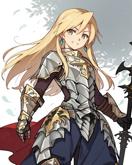 score_9, score_8_up, score_7_up, score_6_up, score_5_up, score_4_up, BREAK source_anime,<lora:add-detail-xl:1>,<lora:Expressive_H:1>,
<lora:Princess_PONY:1>,princess, 1girl, solo, long hair, blonde hair, grey eyes, armor, earrings, gauntlets, greaves,smile,