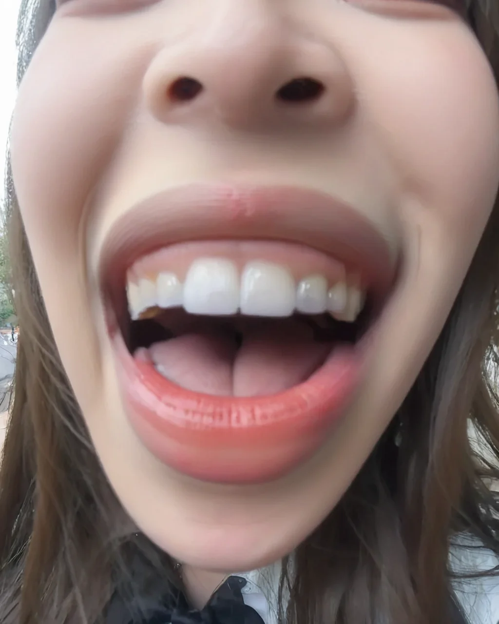 1girl, close up, open mouth, smile, long hair,  <lora:èå­è§è§-000016:0.8>
