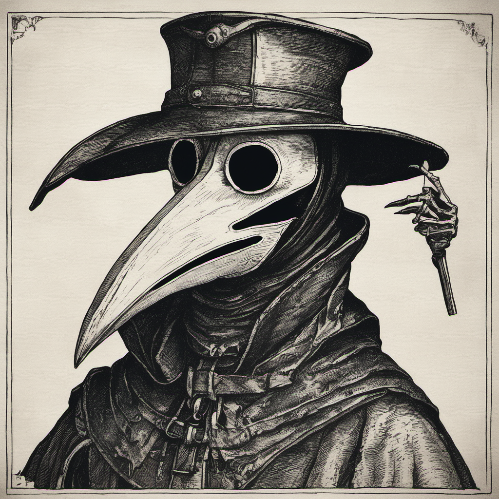high quality, masterpiece,  dansemacabre  ,plague doctor <lora:dansemacabre-000007:1>