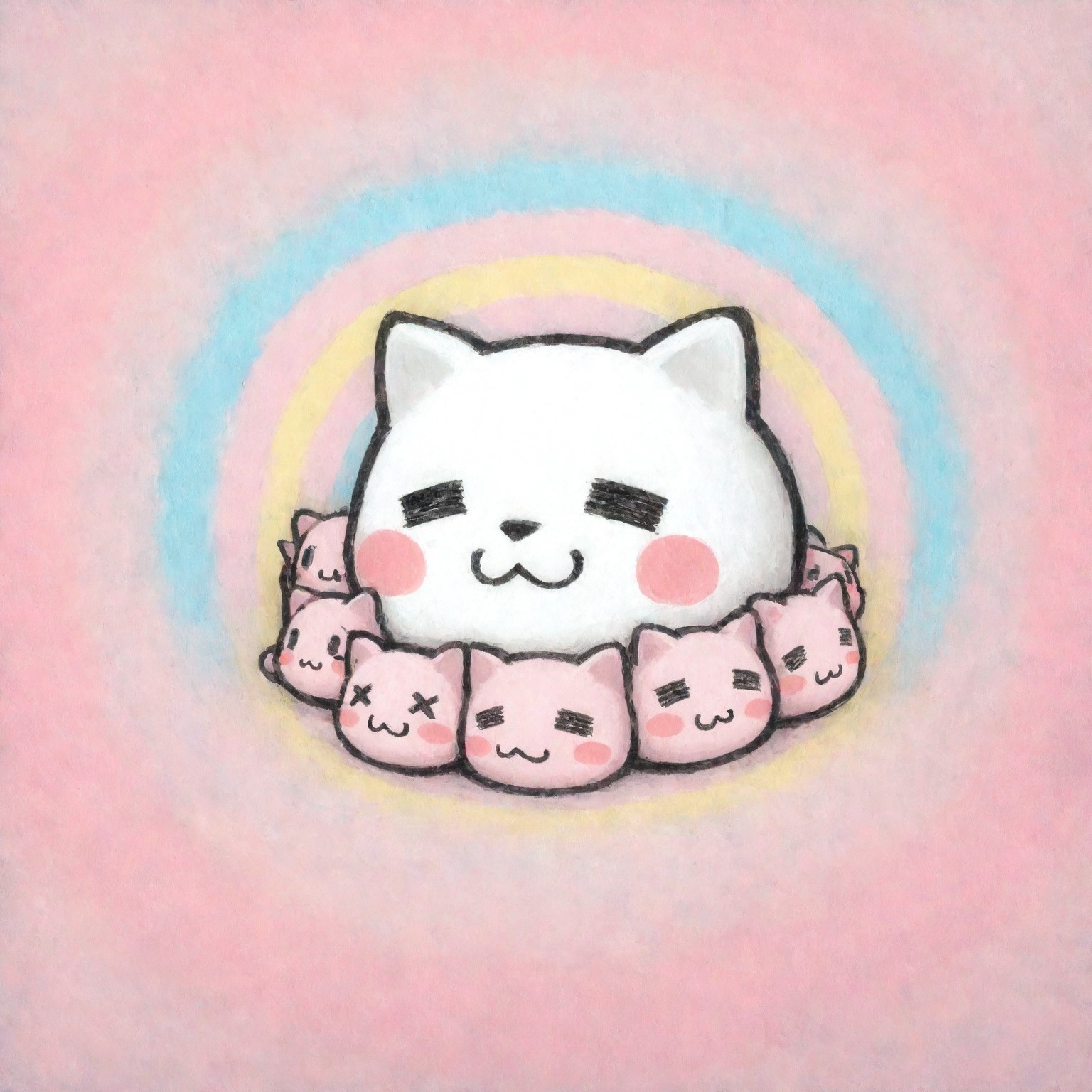 lukch, traditional media, (masterpiece), best quality, :3, =_=, blush stickers, cute, no humans, pastel colors