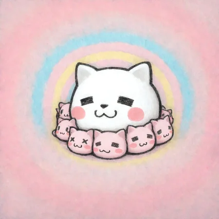 lukch, traditional media, (masterpiece), best quality, :3, =_=, blush stickers, cute, no humans, pastel colors