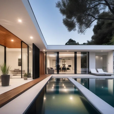 a photo of GDMEXTXL modern house exterior, <lora:gdmextxl-256-40-0032-000004:0.50> , photograph, photography, perfect, master quality, professional photoshoot, award winning photographer, calming symmetry, symmetrical