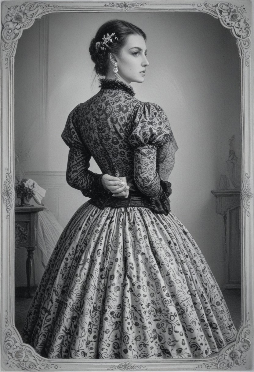 patterned back of a card, victorian_style, (llbreton, monochrome,greyscale)
