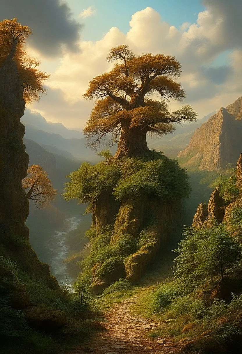 baroque art style , ancient fantasy forest,intricately intertwined trees,
stunningly beautiful clouds
down ,
epic composition, cinematic,
perfection style, perfection, perfect , style of Rembrandt, flux-style