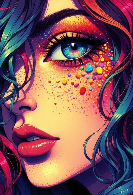colorful art style, portrait image of a woman, face, detail eyes, sbfte, Midjourney_Whisper, GLSHS