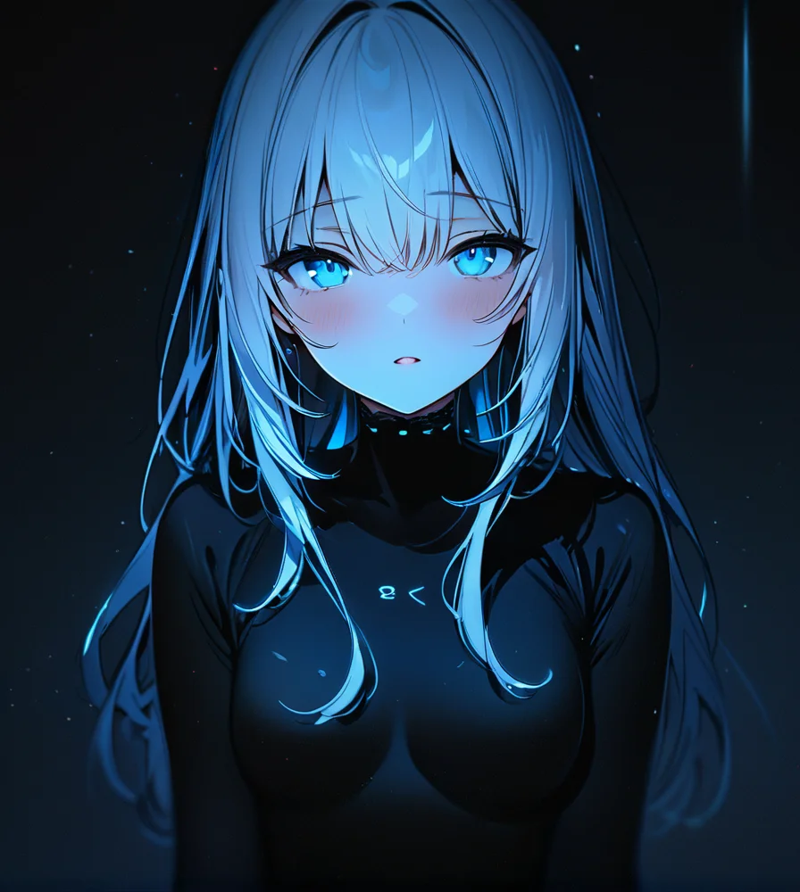 masterpiece,high resolution,8k,
3xpression,,1girl, ,black clothes,,upper body,white hair,glow
<lora:emogirlXL:0.6>,3xpression,