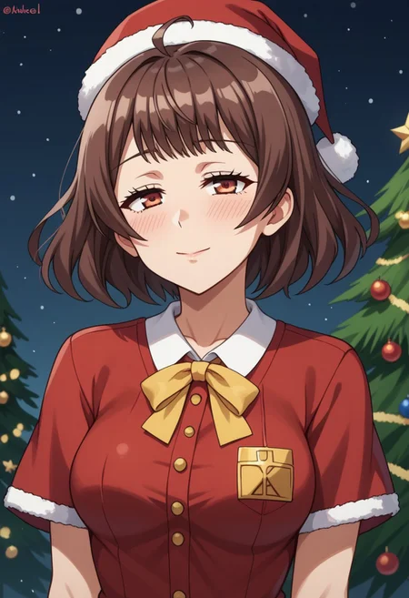 score_9, score_8_up, score_7_up, source_anime, (solo:1.9)
BREAK,
HDA_MasterpieceXL_v.1,
BREAK
Kashima,<lora:Kashima_BWBGD-v:1>, Bokutachi wa Benkyou ga Dekinai,small hair, airy bob,Brown hair, brown eyes.tired eyes ,medium breasts
BREAK
Christmas suit,half body