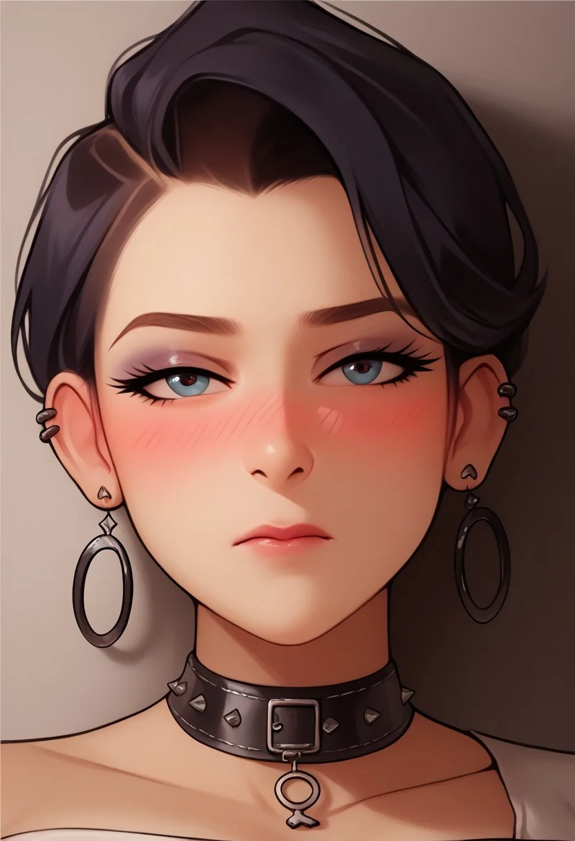 lilandavastyle, score_9, score_8_up, score_7_up, 1girl, solo,
(score_9, score_8_up, score_8_up, 1woman, looking up, horny, (horny expression:1.5), happy, (embarrassed:1.5), (portrait:1.7), face focus, close up, masterpiece, golden hour, tight tube top, poking nipples,
solo, 1girl, 18 year old, makeup, goth, leather cuffs,
detailed background, 4k, masterpiece, best quality, highly detailed,