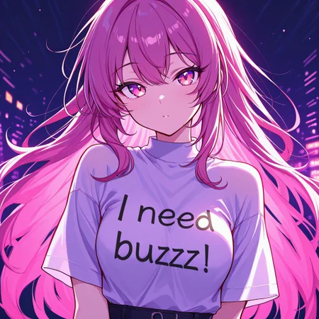 (masterpiece:1.2), (best quality:1.2), high quality, ultra-detailed, highly aesthetic, "I Need Buzz!" Sign sharp focus, vibrant colors, beautifully lit,
1girl,
