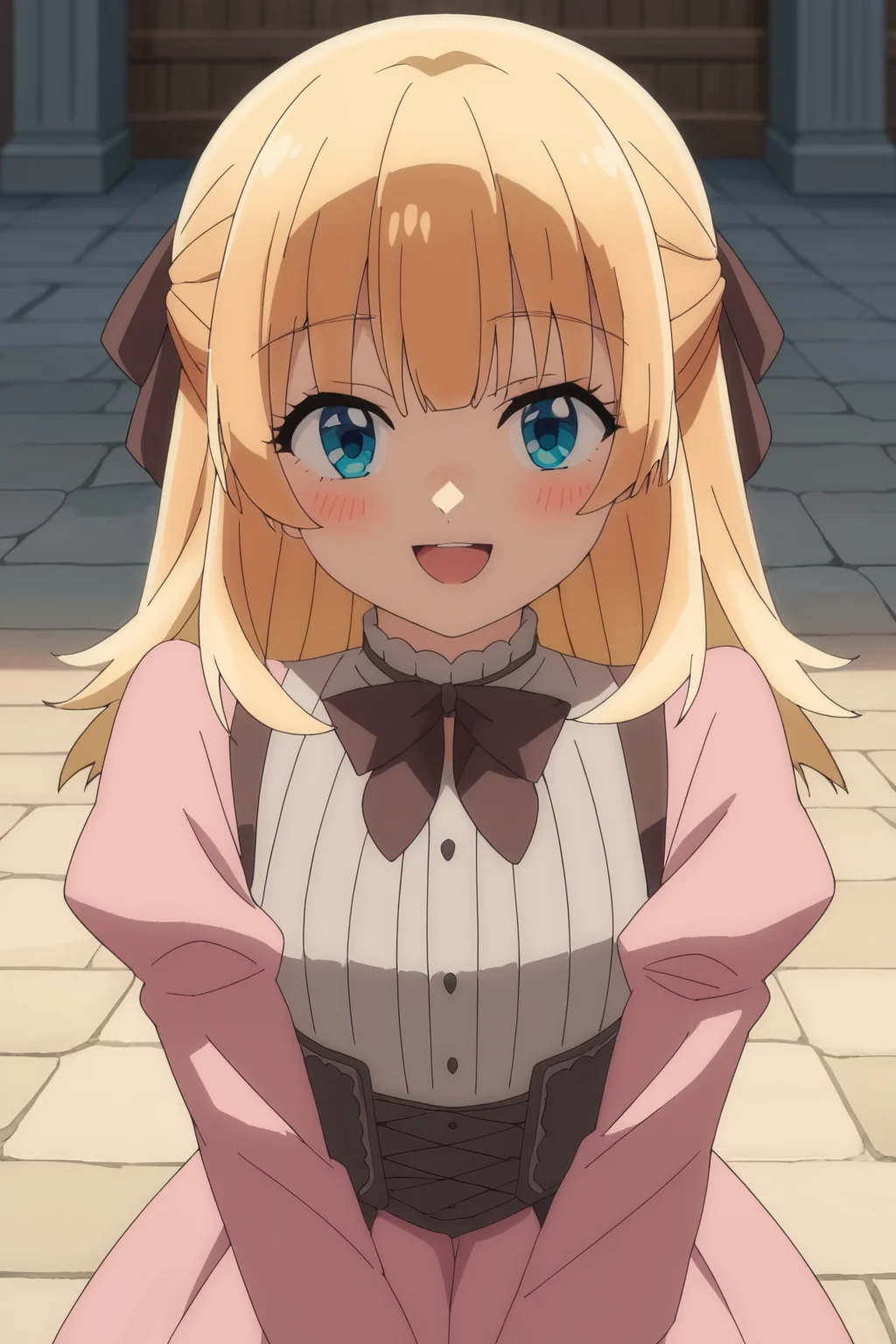 score_9,score_8_up,score_7_up, source_anime, anime screencap, 1girl, <lora:Lysia_Plaid_PonyXL_v2:1>, long hair, blonde hair, hair bow, bangs, blue eyes,
pink dress, frilled dress, bow, long sleeves, juliet sleeves,
looking at viewer, smile, open mouth, blush,