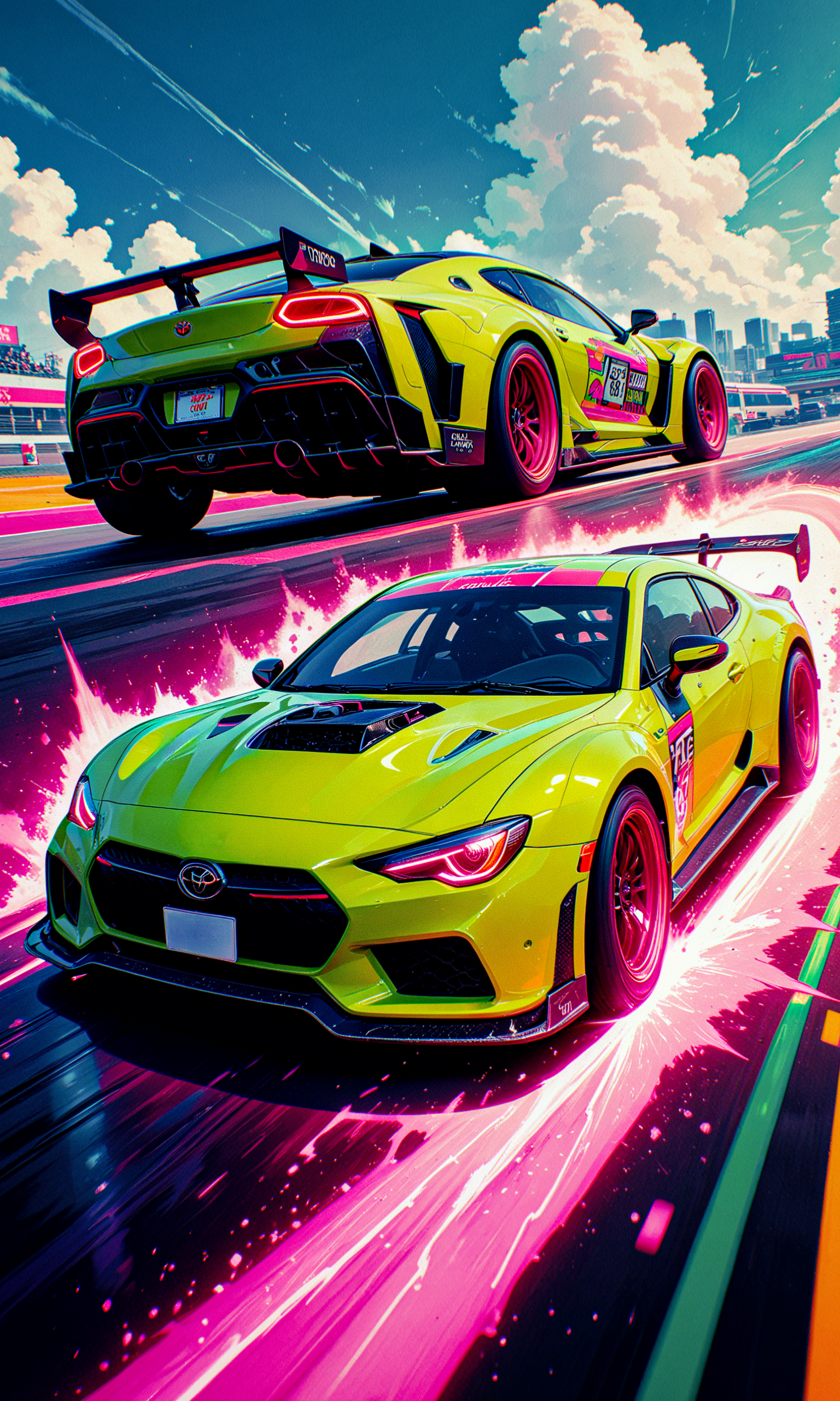masterpiece, best quality, amazing quality, very aesthetic, absurdres, newest
digital art, dutch angle, partly out of frame, from side
custom Toyota GR Yaris
lime green, anime-inspired decals, futuristic aesthetics, wide-body kit, wide overfenders, deep-dish racing wheels, low-profile tires, tinted windows, sharp angles, aggressive stance, dynamic composition, cutting-edge technology
sense of chaos and urgency
in the style of cksc, in the style of cknc, in the style of ck-rw <lora:reij-detaILer v2:0.4> <lora:spo_sdxl_10ep_4k-data_lora_webui:0.8> <lora:ck-shadow-circuit-IL-000012:0.5> <lora:ck-nc-cyberpunk-IL-000011:0.4> <lora:ck-neon-retrowave-IL-000012:0.35>