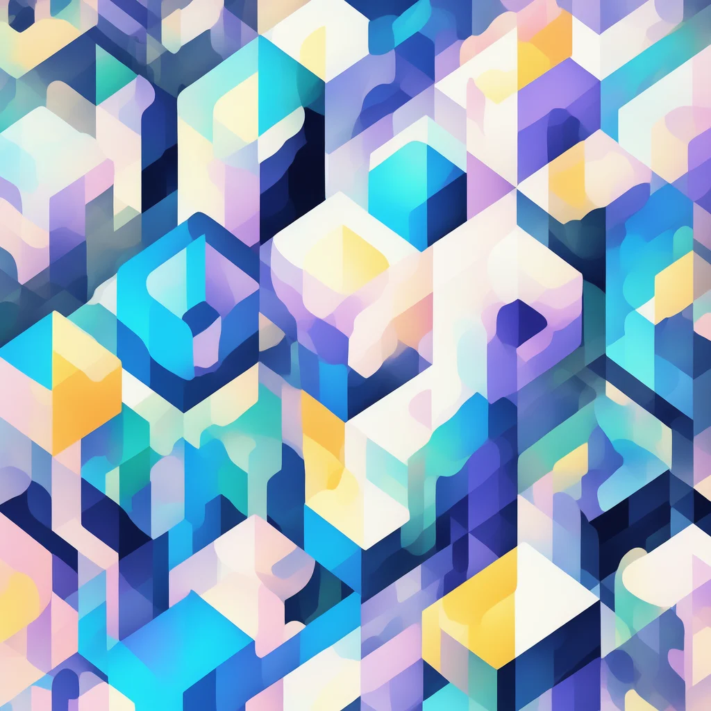 anime abstract cube patterns, bright colors, poster (posterCubes style:1) <lora:djzposterCubes:0.8)