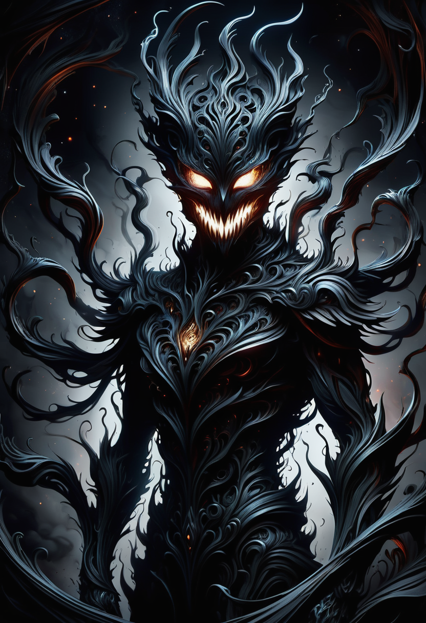 hyper detailed masterpiece, dynamic, awesome quality, DonMN1gh7D3m0nXL body art,  noisome, cel shading, source engine, eclectic, ink drawing, collage art,   sharp focus, ultra-high resolution, trailblazing, proverb, made of night  <lora:DonMN1gh7D3m0nXL-v1.1-000008:1>