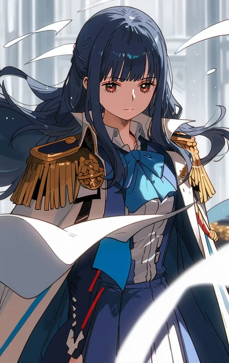 <lora:PONY_character_ain-000004:1>,ain_(one_plece),1girl,solo,long_hair,epaulettes,closed_mouth,coat,blunt_bangs,bow,, score_9, score_8_up, score_7_up, score_6_up,1girl