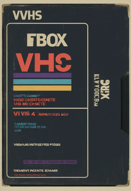 vhs-box, text focus, english text, vhs casette, "YAMER", retrowave