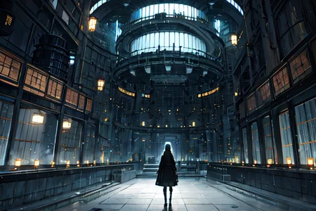 highly insanely detailed, masterpiece, top quality, best quality, highres, 4k, 8k, RAW photo, (very aesthetic, beautiful and aesthetic),  
tsutomu nihei,nihei_tsutomu,blame!,blame gakuen!,abara,TNstyle,sidonia_no_kishi,(mausoleum,lab,deep horizon,hangar,city ruins,space,spacecraft),ventilation fan,ventilation shaft,gauna,gauna mech,dark sky,black sky,air conditioner,concrete walls,metal walls,tentacles,star \(sky\),starry sky,light particles,bones,bridge,fence,machinery,drainpipe,fog,mist,wire,cables,tubes,industrial pipes,clouds,dome,toha heavy industries,letterboxed,buildings,walkway,lantern, 
<lora:blameLora_v10:0>, 
(1girl:1.3), 
solo focus, 
Bathhouse,Steam-filled chamber with a sunken bathing pool lined with tiles,shelves stacked with aromatic oils and perfumes,woven baskets for towels,flickering oil lamps,and intricate tile mosaics depicting scenes of daily life,âââ