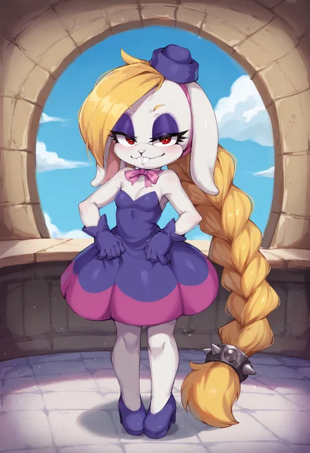 score_9,score_8_up,score_7_up BREAK high detail,good hands,perfect hands,<lora:Hariet_(Mario)_Pony>,1girl,solo,hariet \(mario\),defhariet,purple fascinator,braided ponytail,small breasts,seductive smile,looking at viewer,closed mouth,indoors
