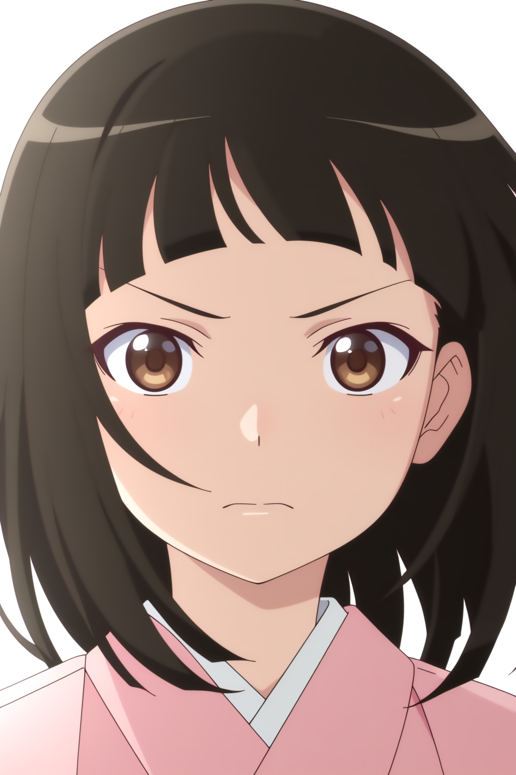 anime coloring, newest, upper body, Sakanadeko, brown eyes <lora:Monogatari_Series_-_Sakanadeko_-_illustrious:0.8>