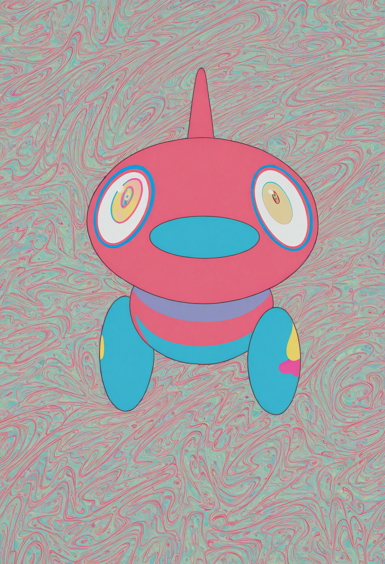 masterpiece, best quality, highres, absurdres, flat color, eye focus, pokemon (creature), colorful, creature, solo,  no humans, porygon, 
 <lora:murakami_ill:1>