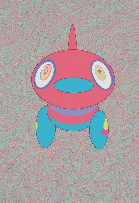 masterpiece, best quality, highres, absurdres, flat color, eye focus, pokemon (creature), colorful, creature, solo,  no humans, porygon, 
 <lora:murakami_ill:1>