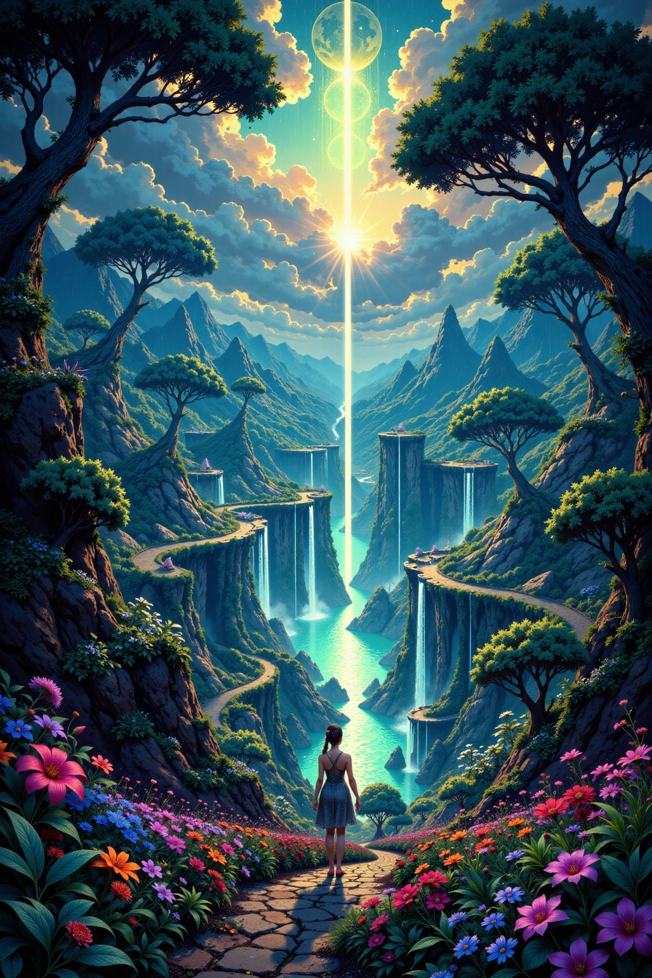 Hanging Gardens of Babylon beautiful anime landscape, rain and storm, woman, very intricate, very detailed, sharp, bright, colorful, <lora:Hand v2:0.5> <lora:Anti-Blur:1><lora:Insane Detail Slider:0.25>  <lora:flux.1_lora_flyway_Epic-detail_v2:0.3> <lora:fluxenhancer:0.25> <lora:ROWER:0.6> <lora:flux-charmer-v1-1:0.4> <lora:Colorful_Fantasy_Art_for_FLUX:1> fantasy art