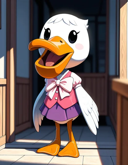 masterpiece, newest, absurdres, safe, masterpiece, best quality, amazing quality, very aesthetic, high resolution, ultra-detailed, Pelly-AC, Pelican, white skin, orange beak, orange stripped palmate feet, feather, black eyes, barefoot, pink outfit with big white bow on it, purple skirt BREAK, depth of field, ultra-detailed, absurdres, newest, scenery, volumetric lighting, colored skin, blurry, red bow, no humans, bow, skirt, <lora:eb6d89c9-f366-45ae-9645-78ac0a8bef23:0.7>