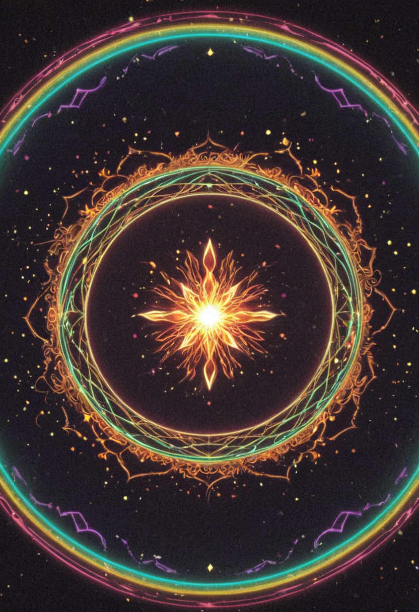 anime artwork <lora:R0k00bstr0ctHD:1>,r0k00bstr0cthd,r0k00bl0ckb0ckgr00ndhd,(shiny, fire, multicolored, black background, glowing, magic circle, aura), . anime style, key visual, vibrant, studio anime,  highly detailed
