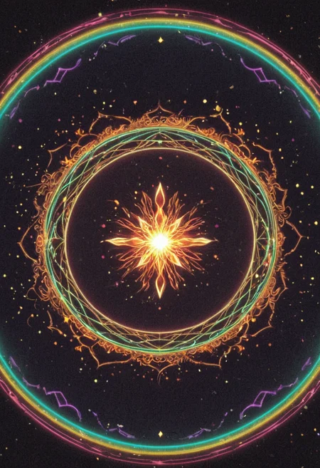 anime artwork <lora:R0k00bstr0ctHD:1>,r0k00bstr0cthd,r0k00bl0ckb0ckgr00ndhd,(shiny, fire, multicolored, black background, glowing, magic circle, aura), . anime style, key visual, vibrant, studio anime, highly detailed