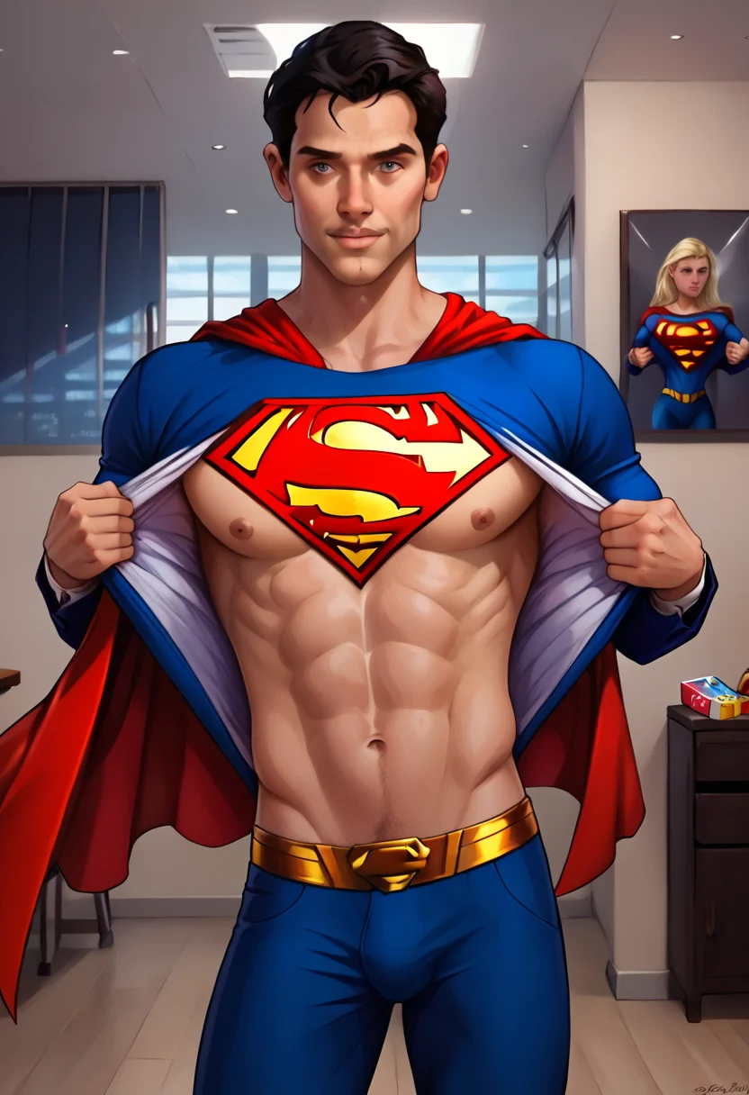 3xp05ure, <lora:Dramatic Exposure (3xp05ure)-000017:1>, man in formal suit, undressing, superman shirt underneath,
phone box, realistic photo,