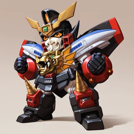 (score_9:0.9),score_8_up,score_7_up,rating_safe,(zPDXL3),(zPDXL),anime_style,
<lora:GaoGaiGar girl ponyXL v1:1>,
chibi,gaogaigar,super robot,(((no humans))),chibi,looking up,clenched hands,solo,gradient background,v-fin,from side,from below,science fiction,standing,full body,