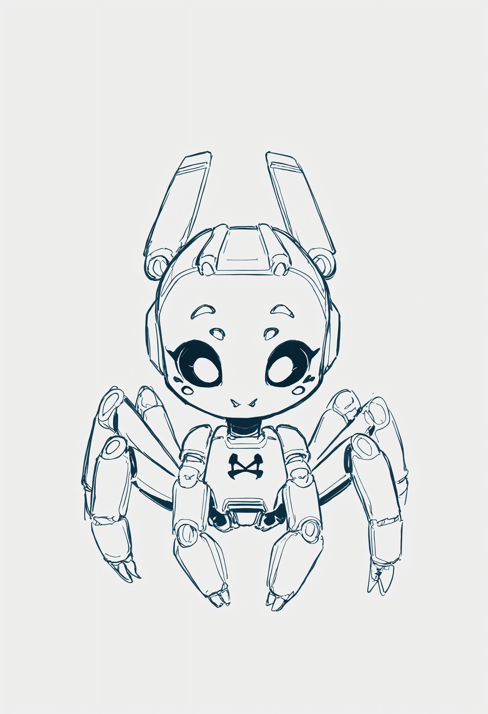 score_9, score_8_up, score_7_up,  <lora:DP-Pony:1> p33rs, ballpoint sketch, simple background, spider robot, cute eyes,