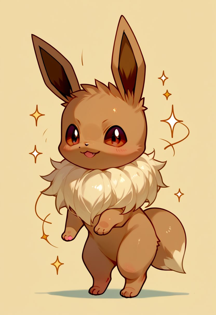 score_9, score_8_up, score_7_up, source_anime, solo, Eevee, looking at the viewer, (Feral eevee, chibi body:1.3), excite, dancing, simple background, (detailed image, high resolution, 5k resolution:1.0), (chibi art style:1.1)